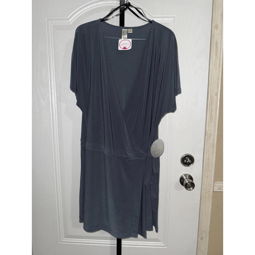 Emma & Michele Charcoal Wrap Knit Dress Sz Large